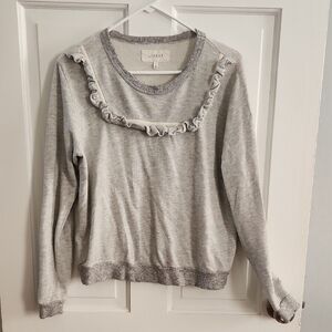The GREAT Gray Ruffle Trim Sweatshirt size Small